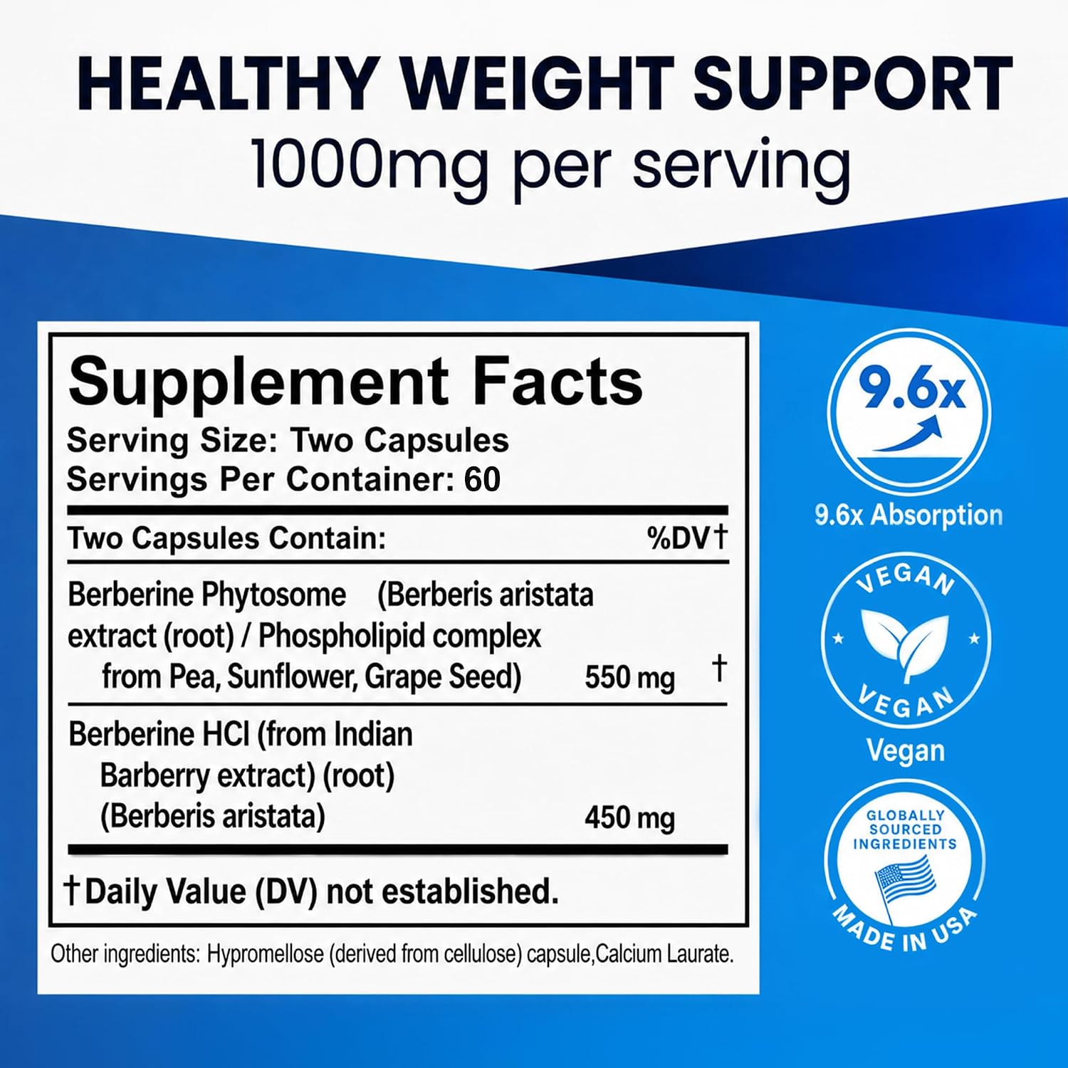Ultimate Berberina Fitosoma para Salud Metabólica Óptima después de los 40, Fórmula de Doble Acción con Absorción 9.6X para Apetito y Salud Intestinal, Inmunidad y Colesterol, Dosis Clínica y Probado por Terceros