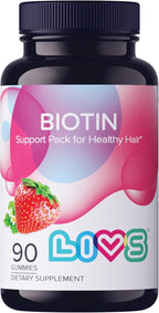 LIVS Beauty Plus Gomitas de Biotina para Cabello, Piel y Uñas, Sabor Crema Soda - 60 uds