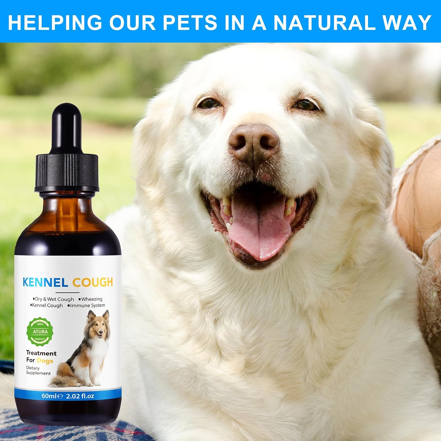 Tratamiento para la Tos en Perros - Gotas para la Tos de las Perreras, 100% Natural, Suplemento para la Tos y Alivio de Alergias, Gotas Herbales para Todas las Razas y Tamaños