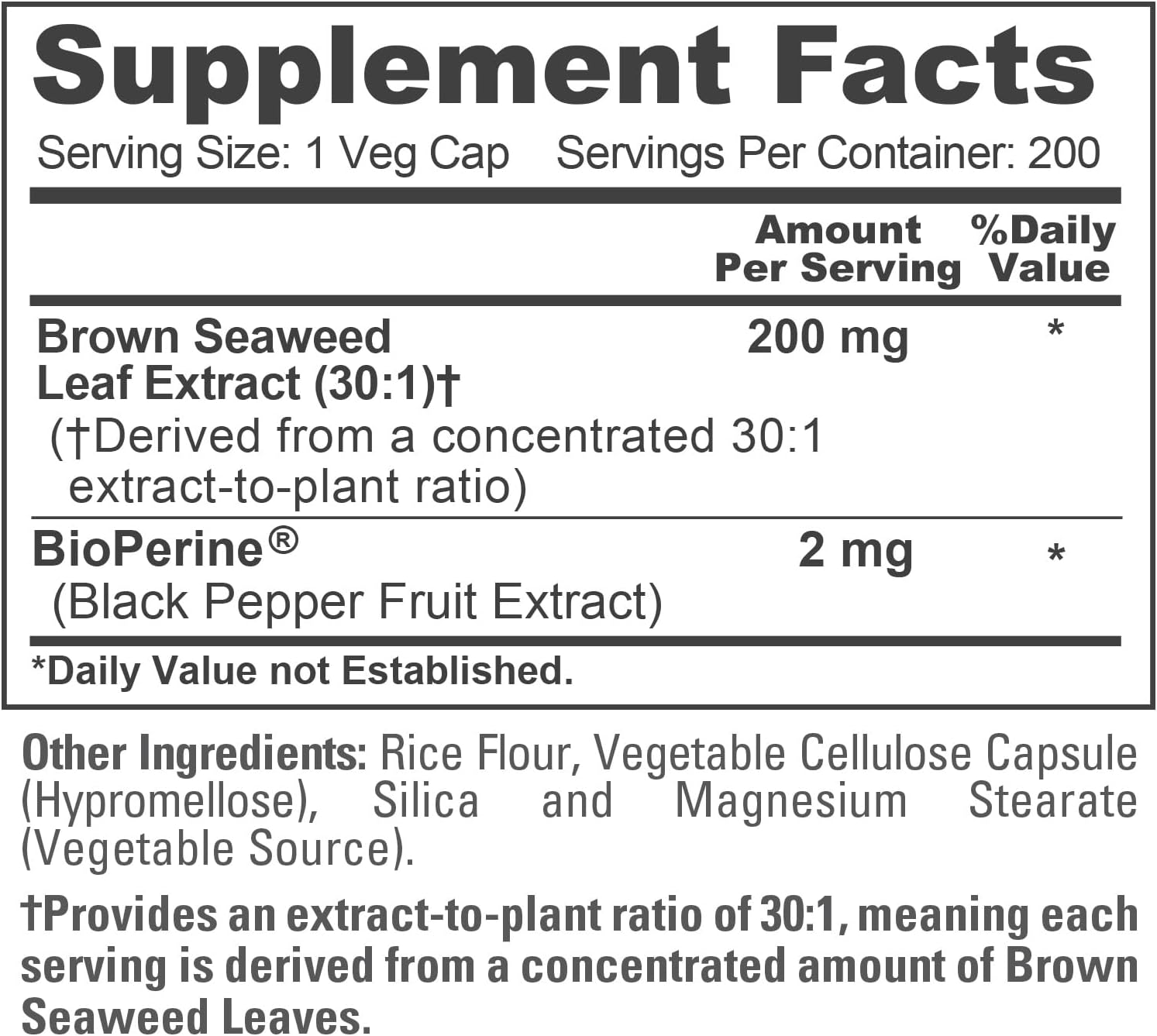 NusaPure Cápsulas de Alga Parda, 200 mg, 200 Cápsulas Veganas (No OGM, Vegano)