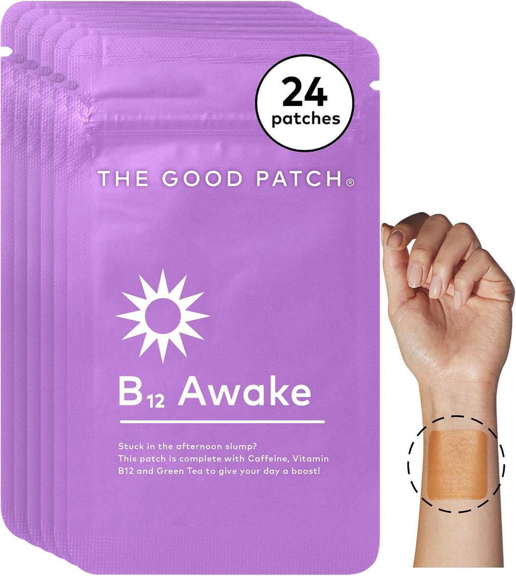 The Good Patch B12 Awake - Parche de Energía con Vitamina B12, Cafeína y Extracto de Té Verde (24 Parches)