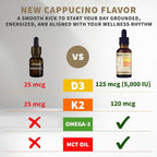 Organic Vitamin D3 K2 Drops with MCT Oil & Omega 3 - 2 Pack (Cappuccino)