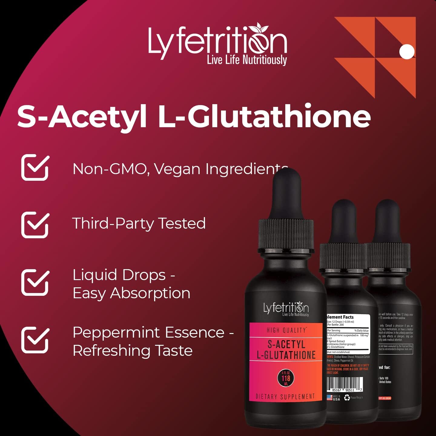 Lyfetrition S-Acetil L-Glutatión 98mg, 118 ml Líquido, 220 Dosis