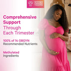 Pink Stork Total Prenatal - Vitaminas Prenatales con DHA Vegano, Folato Metilado y Hierro, 60 Cápsulas