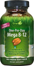 Irwin Naturals One-Per-Day Mega B-12 1.500 mcg Metilcobalamina - Absorción Rápida con MCT y Ginseng Asiático - 60 Cápsulas Blandas Líquidas