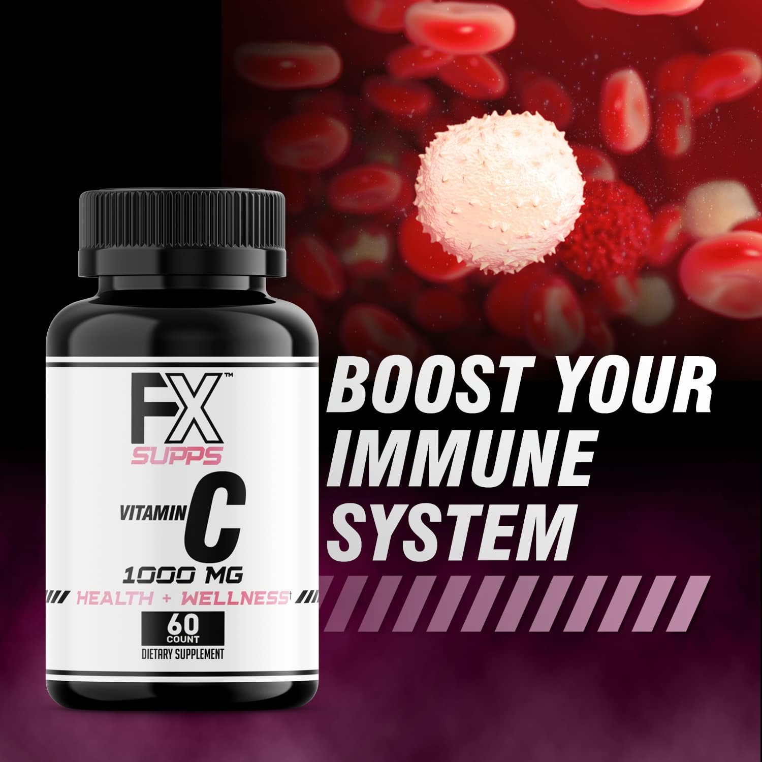 FXSUPPS Vitamina C 1000 mg (100 Cápsulas) - Suplemento Vegano de Vitamina C para Adultos