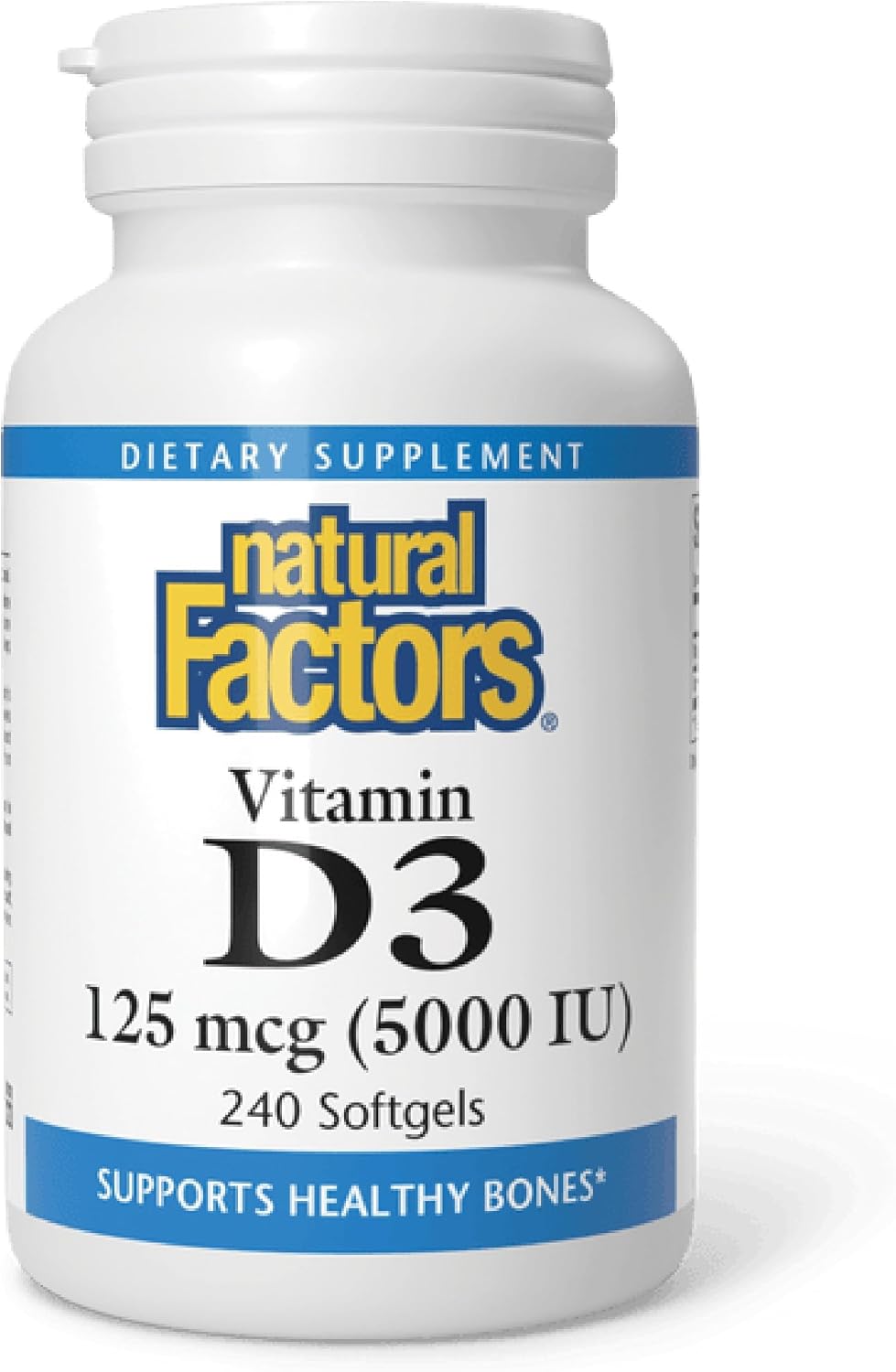 Natural Factors Vitamina D3 5000 UI, 120 Cápsulas Blandas