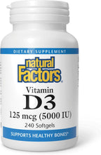 Natural Factors Vitamina D3 5000 UI, 120 Cápsulas Blandas
