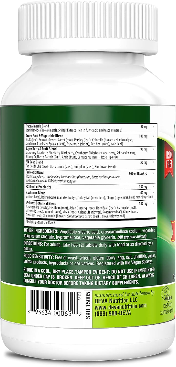 DEVA Tuba Prime Multivitamínico Vegano de Alta Potencia - 90 Comprimidos