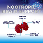 Nature's Nutrition Gominolas para Memoria y Concentración - Suplemento Cerebral 3X con Vitamina B6, B12 y Fosfatidilserina - 60 Gominolas
