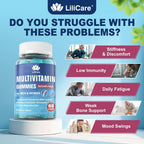 LILICARE Multivitamínico sin azúcar para mayores de 50 años con glucosamina, condroitina y MSM - 60 gominolas