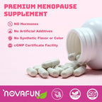Novafun Menopause Relief Capsules for Women, with Novasoy Soy Isoflavone, Black Cohosh, Passion Flower, Vitex, Vitamin B6, B12, Magnesium (60 cápsulas)