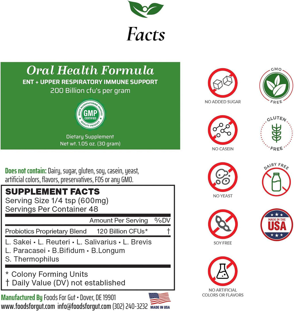 Foods For Gut Probiótico Oral en Polvo 200 mil millones UFC, 30g