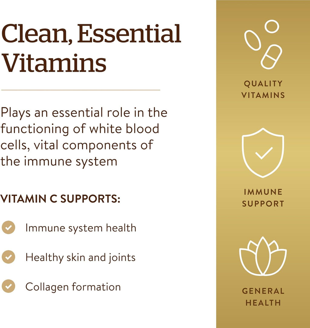 Solgar Vitamin C 1000 mg, 250 Vegetable Capsules - Antioxidant and Immune Support with Bioflavonoids