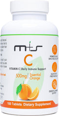 M+S Vitamina C 500 mg – 100 Comprimidos – Vegano, Sin Azúcar, Sabor Naranja