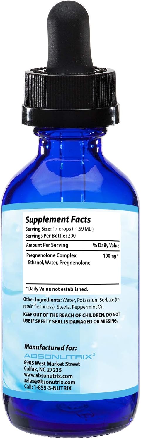 Suplemento de Pregnenolona 100mg, 118ml (4 oz), Líquido de Alta Absorción - Absonutrix