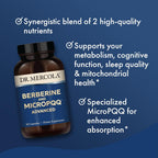 Dr. Mercola Berberine and MicroPQQ Advanced - Suplemento con Berberina y MicroPQQ para la Salud Metabólica y Mitocondrial - 90 Cápsulas
