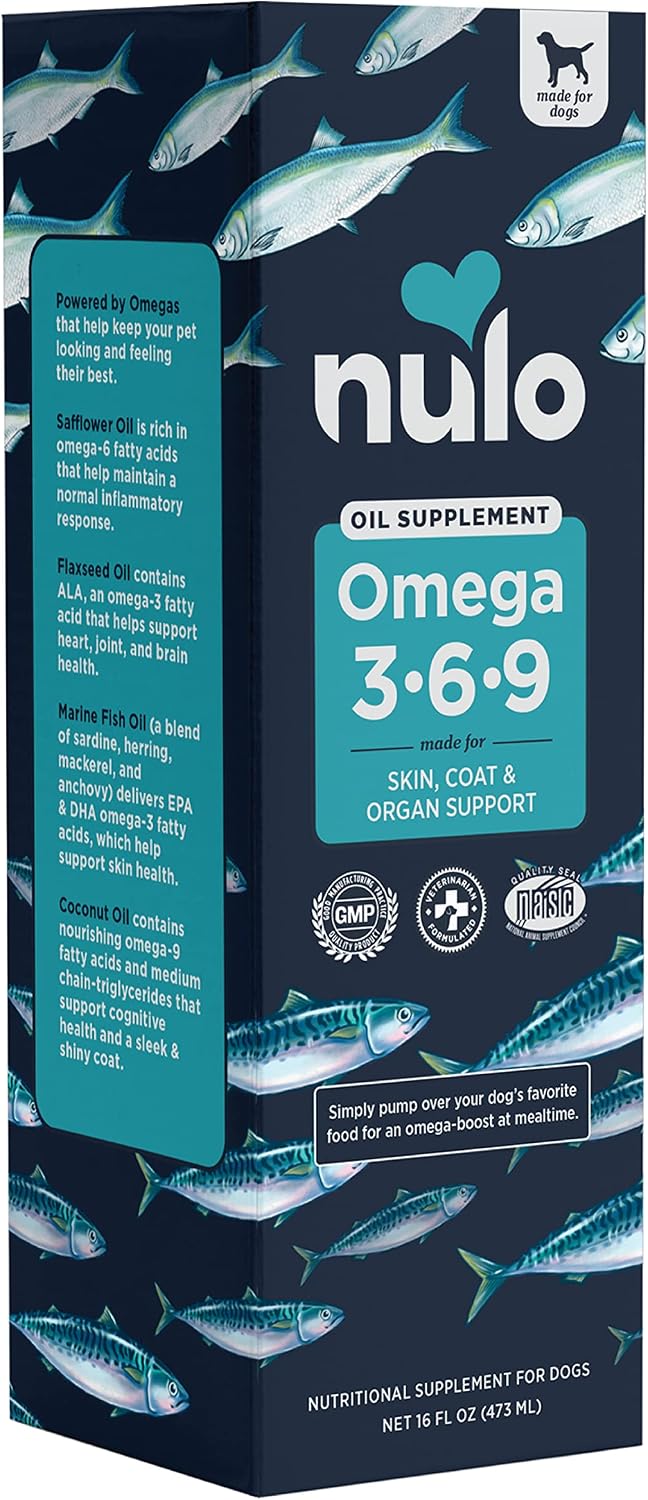 Nulo Omega 3-6-9 Aceite de Pescado para Perros y Cachorros – Apoya la Salud de la Piel, el Pelaje, las Articulaciones y el Corazón – 473 ml