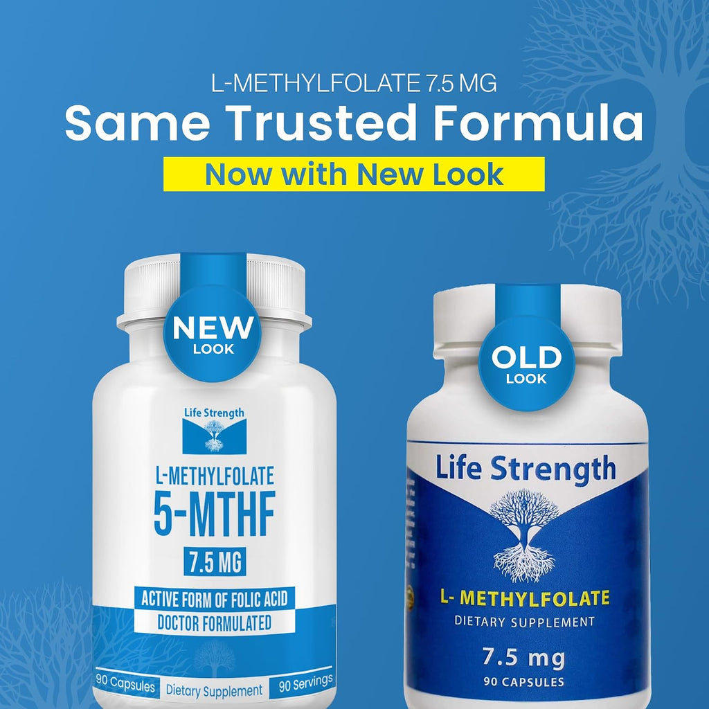 LifeStrength L-Metilfolato 7.5mg - 90 Cápsulas - Complemento de Folato Metilado Bioactivo