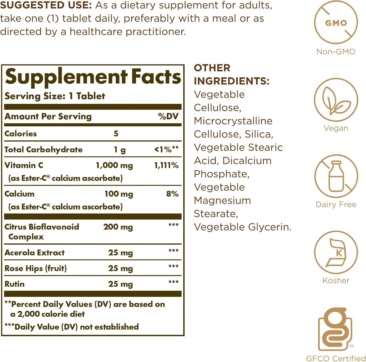 Solgar Ester-C Plus 1000 mg Vitamina C (Complejo de Ascorbato) - 180 Comprimidos (Pack de 2)