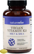 NatureWise Vitamina K2 600 mcg con MK-7 100 mcg y MK-4 500 mcg - Fórmula biodisponible mejorada - Complejo K para la salud ósea y cardíaca - Vegano, Sin Gluten, No GMO - 360 Cápsulas Blandas [Suministro para 1 Año]