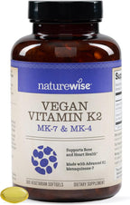 NatureWise Vitamina K2 600 mcg con MK-7 100 mcg y MK-4 500 mcg - Fórmula biodisponible mejorada - Complejo K para la salud ósea y cardíaca - Vegano, Sin Gluten, No GMO - 360 Cápsulas Blandas [Suministro para 1 Año]