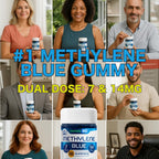 Azul de Metileno para Humanos Grado Farmacéutico USP - 7mg y 14mg - Gominolas Veganas Sin Azúcar Sabor Bayas - 60 Unidades