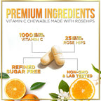 Vitamin C 1000mg con Rosa Mosqueta y Bioflavonoides – Suplemento Masticable Sin Azúcar