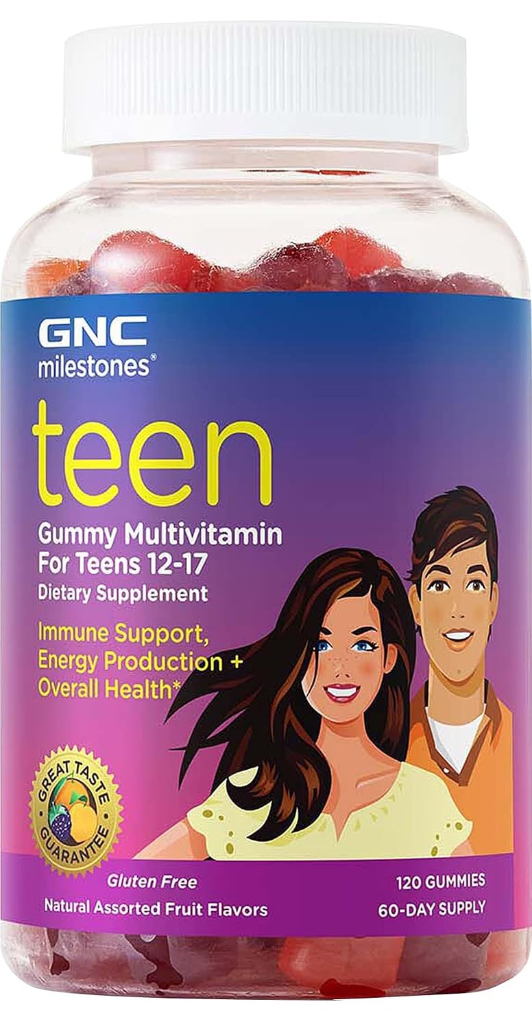 GNC Milestones Teen Multivitamin - Sabor a Frutas Naturales, 120 Gominolas, 60 Dosis