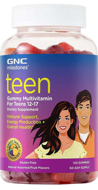 GNC Milestones Teen Multivitamin - Sabor a Frutas Naturales, 120 Gominolas, 60 Dosis