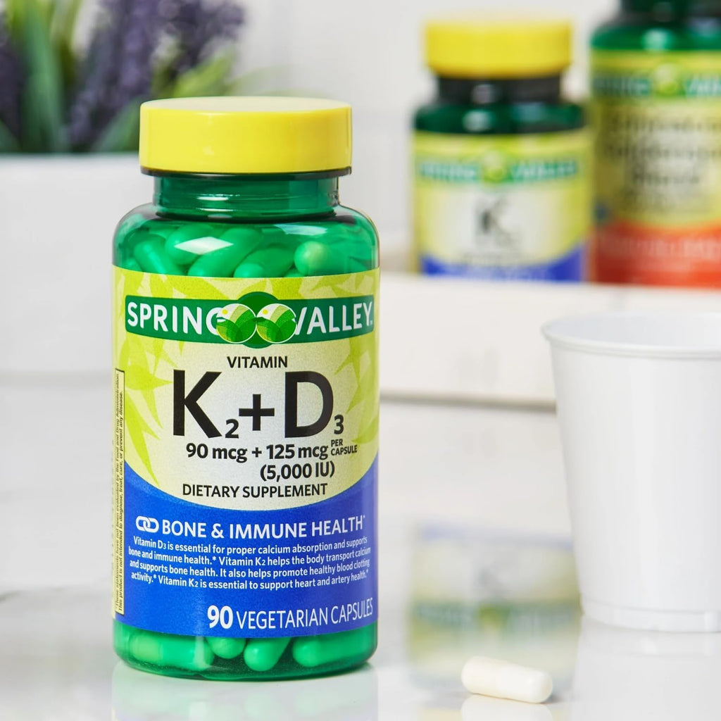Vitamina K2 + D3 Cápsulas Vegetarianas, Salud Ósea e Inmune (90 cápsulas)