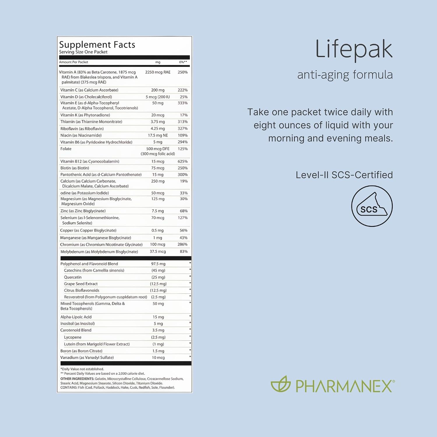 Pharmanex LifePak Advanced Nutritional Supplement for Adults - 60 sobres diarios