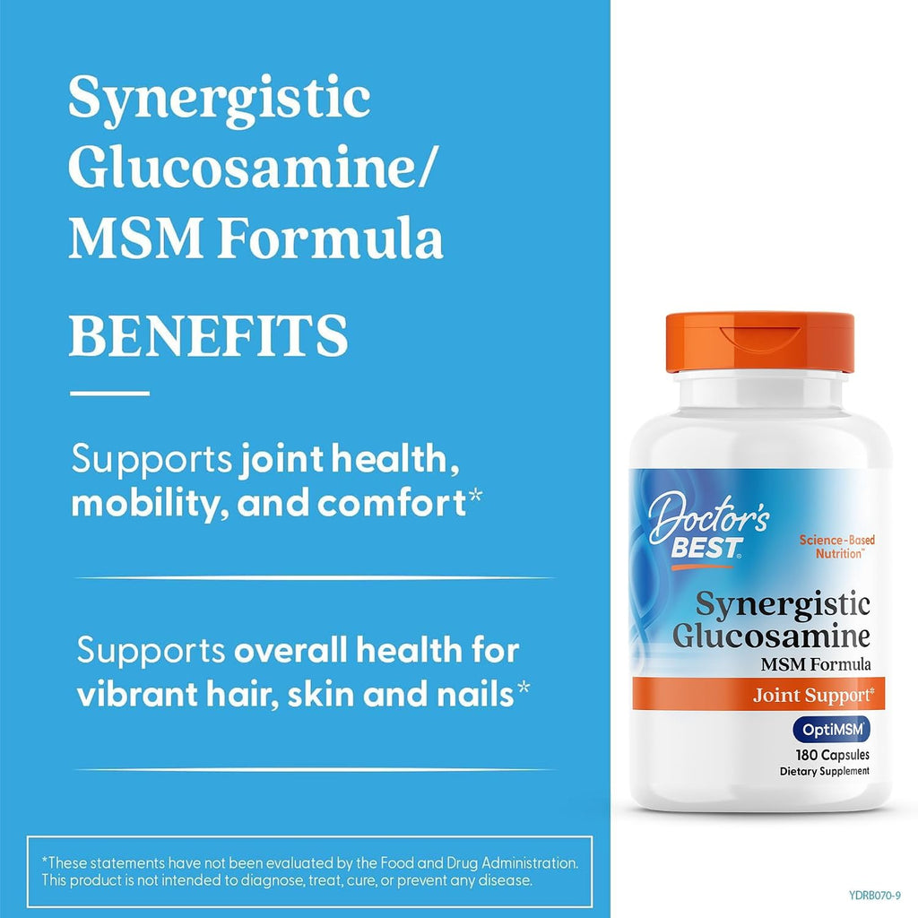 Doctor's Best Fórmula Sinérgica de Glucosamina con MSM, 180 Cápsulas