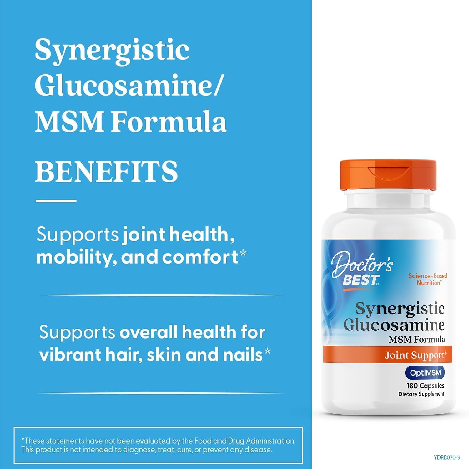 Doctor's Best Fórmula Sinérgica de Glucosamina con MSM, 180 Cápsulas