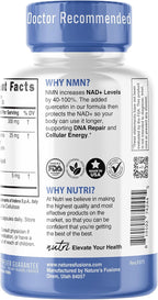 Nutri NMN Suplemento 300mg con Quercetina Phytosome y Pimienta Negra - 120 Cápsulas (2 Paquetes)