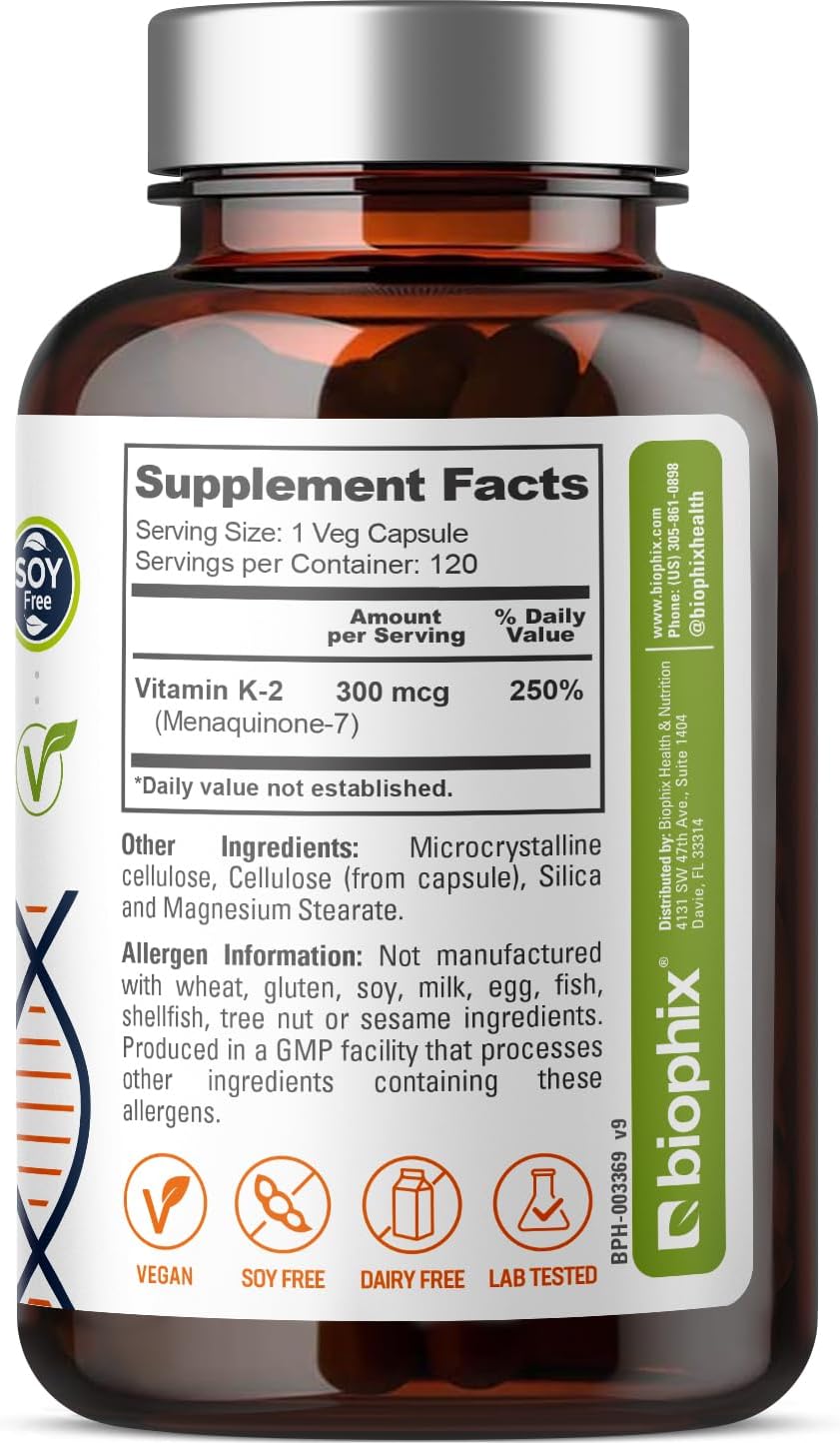 biophix Vitamina K2 MK-7 300mcg - 120 Cápsulas Veganas