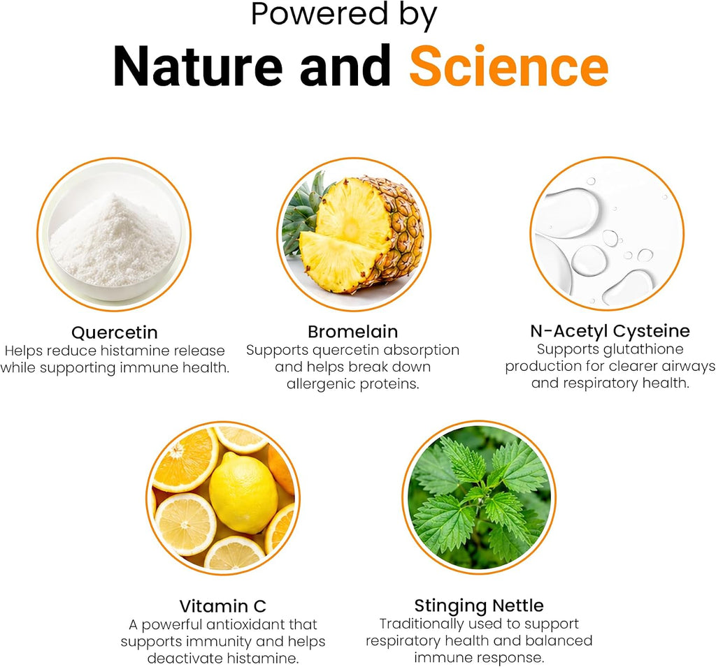 Alleviator Clear-ME SR Seasonal Allergy Relief and Immune Support | Quercetin, Bromelain, Stinging Nettles, NAC, and Vitamin C (40 Cápsulas)