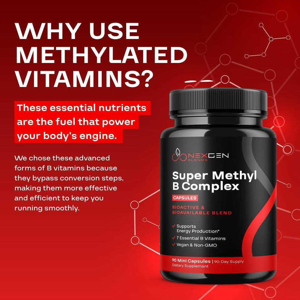 Complejo B Metilado - Complejo B Bioactivo con 5-MTHF Metilfolato y B12 Metilcobalamina - 90 Cápsulas