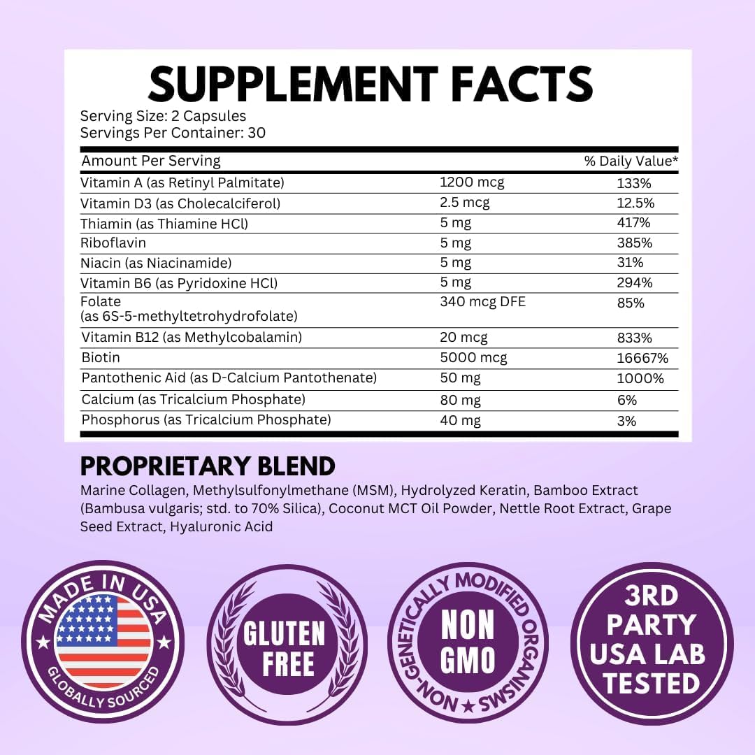 Vitboost Biotina con Ácido Hialurónico, Colágeno y Queratina – 25000 mcg, 120 Cápsulas