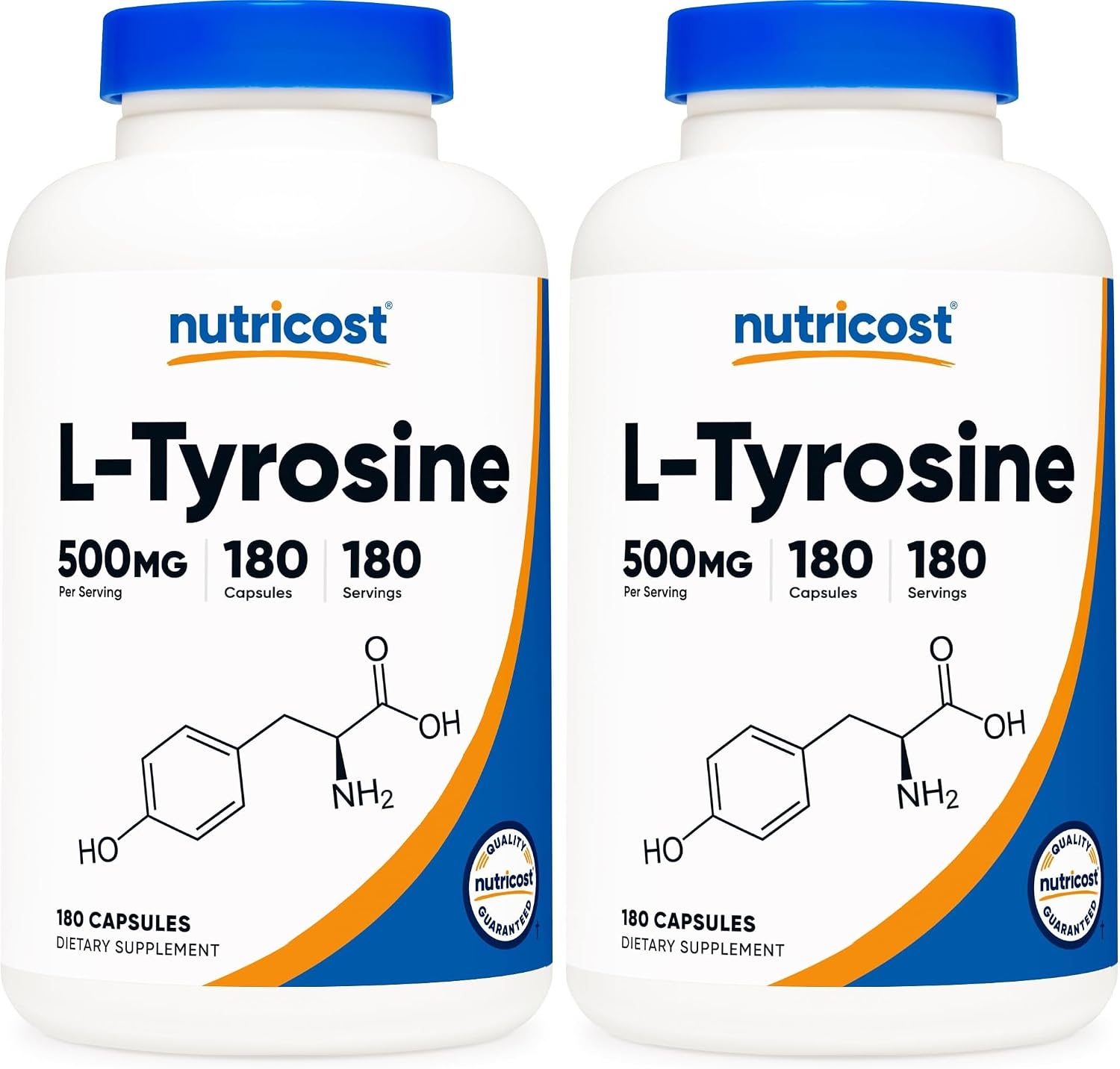 Nutricost L-Tyrosine 500mg, 180 Cápsulas - Sin Gluten y No GMO