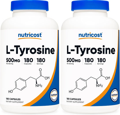 Nutricost L-Tyrosine 500mg, 180 Cápsulas - Sin Gluten y No GMO – Image 9