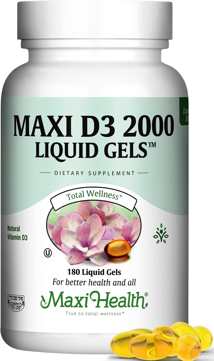 Maxi Health Vitamina D3 2000 UI Comprimidos – Apoyo Inmunitario, Salud Ósea y Función Muscular – Suplemento de Vitamina D 2000 UI para Adultos – Kosher, Fáciles de Tragar, 90 Comprimidos