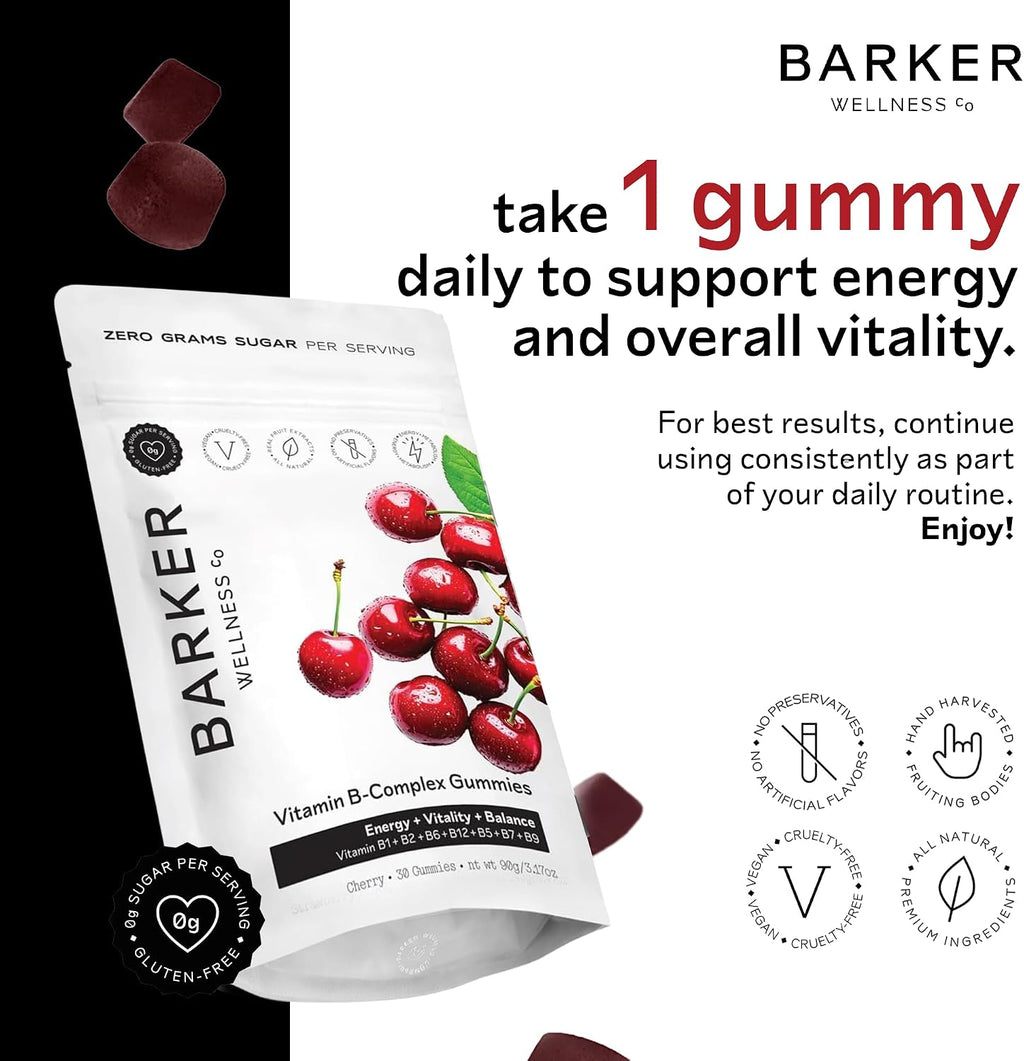 Gominolas de Complejo B Barker Wellness – Energía y Metabolismo, Sin Azúcar