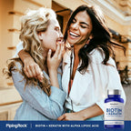 Piping Rock Biotina 5000mcg con Keratina y Ácido Alfa Lipóico – 180 Cápsulas