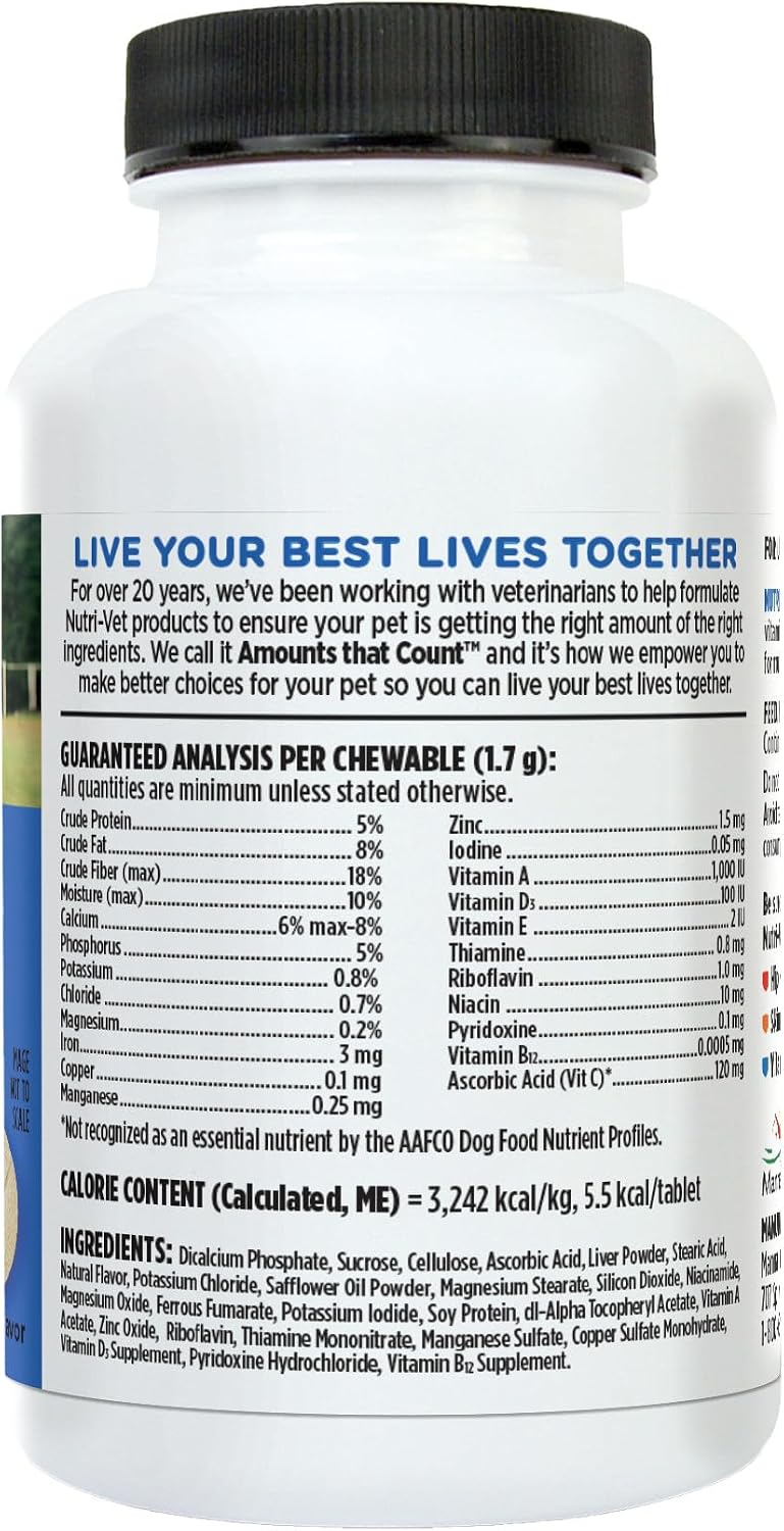 Nutri-Vet Multi-Vite Masticables Multivitamínicos para Perros Adultos - 60 Unidades