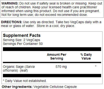 SOLARAY Hojas de Salvia - 570 mg, 100 Cápsulas Veganas – Image 3
