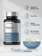 Horbäach Niacina | Vitamina B3 500mg | 100 Cápsulas | Con Flush | No OGM y Sin Gluten