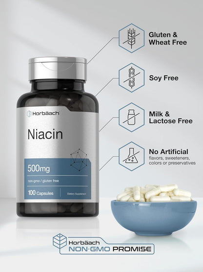 Horbäach Niacina | Vitamina B3 500mg | 100 – Este producto no está destinado a mujeres embarazadas o en período de – Image 5