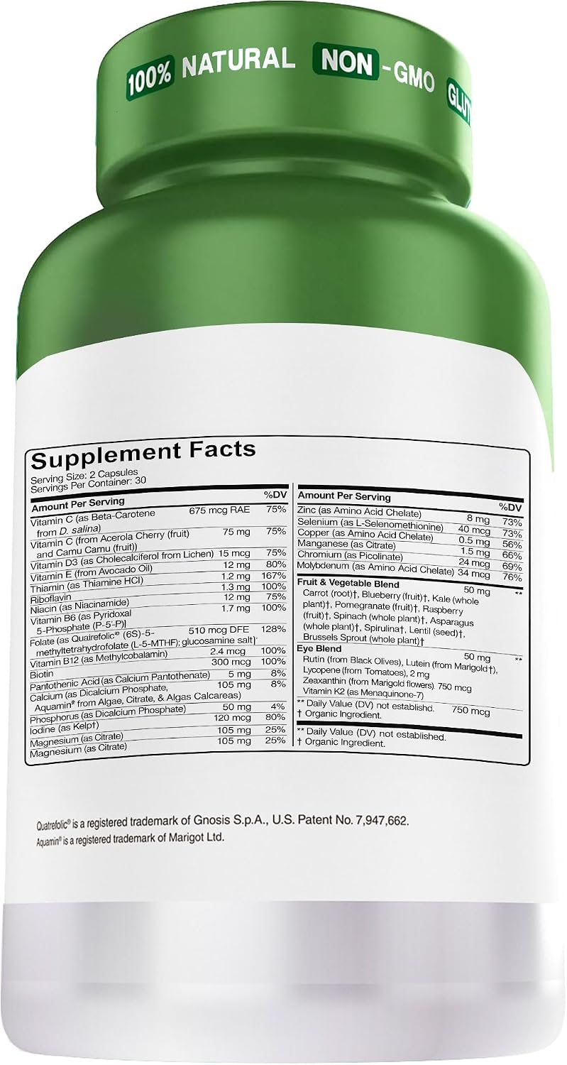 Herbtonics Whole Food Teen Vitamins - Multivitamínico para Adolescentes 12-18 Años - 60 Cápsulas Veganas