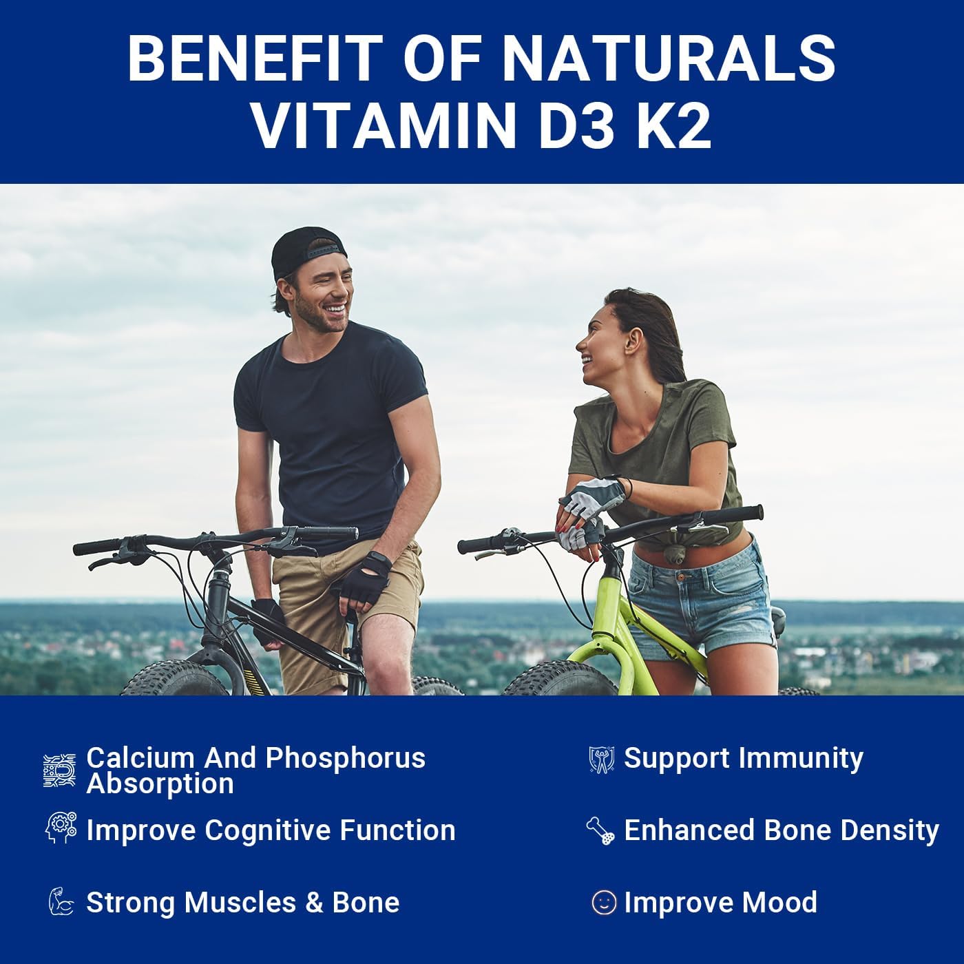 Wiszeen Gominolas de Vitamina D3 y K2 Sin Azúcar - 10000 UI D3 + 200 mcg K2 MK-7 con Calcio, Magnesio y B12